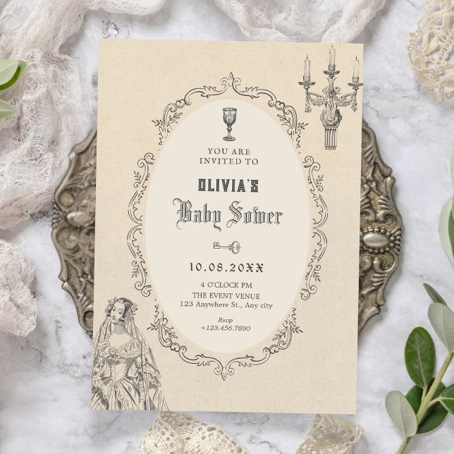 Invitación Vintage victorian baby shower (Subido por el creador)