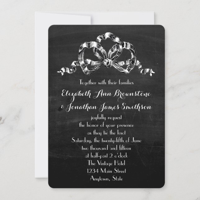 Invitación Vintage Victorian Bow Boda (Anverso)