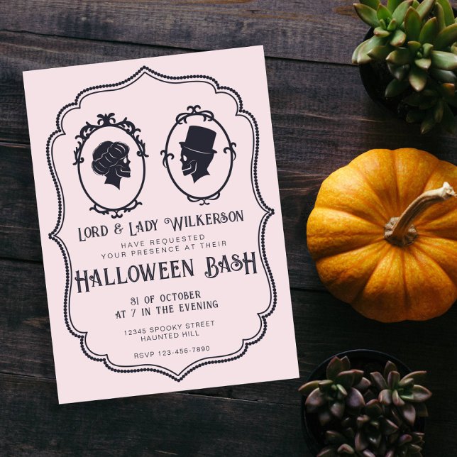 Invitación Vintage Victorian Frame Skull Halloween Bash (Subido por el creador)