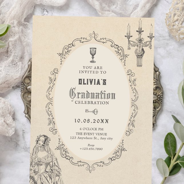 Invitación Vintage victorian graduation (Subido por el creador)