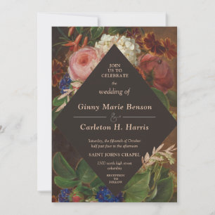 Invitación Vintage victoriano Moody Bella Artes Floral