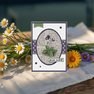 Invitación Vintage Violet Details on the back Birthday
