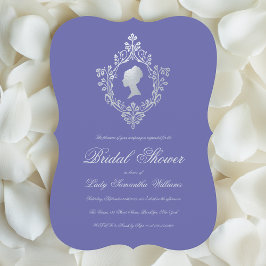Invitación Vintage Violet Faux Silver Escudo Bridal Shower