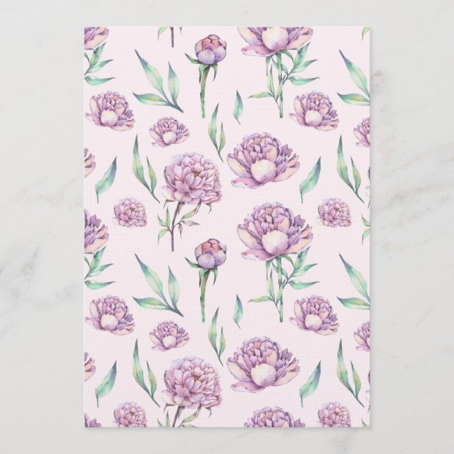 Invitación Vintage Violet Peony Flowers Seamless Pattern (Anverso)