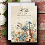 Invitación Vintage Violin Dusty Blue Flowers 50º cumpleaños<br><div class="desc">Elegante y vintage 50 cumpleaños, invitación para las mujeres diseñada con un violín sentado entre polvorientas flores azules y crema y vegetación. Personalice agregando el nombre de la invitada de honor, su edad y la información de su fiesta. Póngase en contacto con nosotros para obtener ayuda sobre la personalización o...</div>