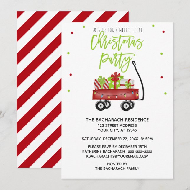 Invitación Vintage Wagon Farmhouse Navidad feriado (Anverso / Reverso)