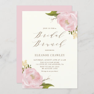Invitación Vintage Water Pink Peonies Bridal Brunch