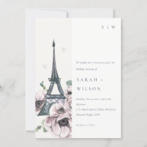 Vintage Watercolor Eiffel Tower Boda Floral