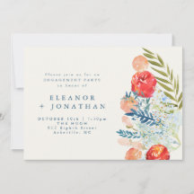 Vintage Watercolor Floral Garden Engagement Party