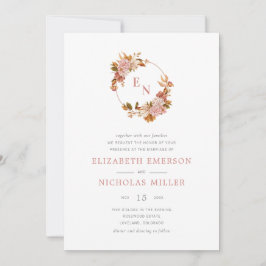 Invitación Vintage Watercolor Floral Wreath Boda