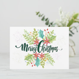 Invitación Vintage Watercolor Green Wreath Navidades