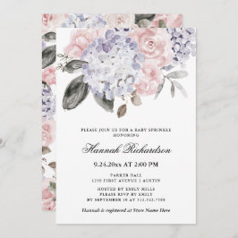 Invitación Vintage Watercolor Hydrangeas | Bebé Sprinkle