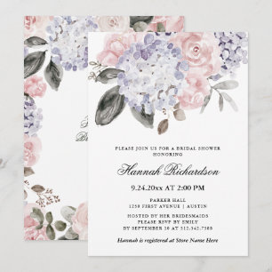 Invitación Vintage Watercolor Hydrangeas   Bridal Shower