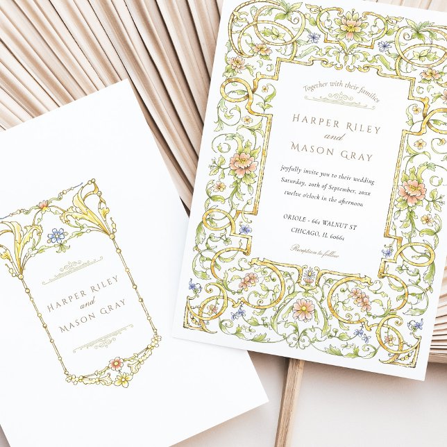 Invitación Vintage Watercolor Rococo Frame Boda (Subido por el creador)