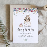 Vintage Watercolor Shih Tzu Dog Fiesta de cumpleañ