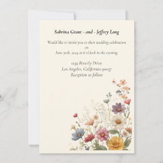 Invitación Vintage Watercolor Whimsical Wildflowers Boda