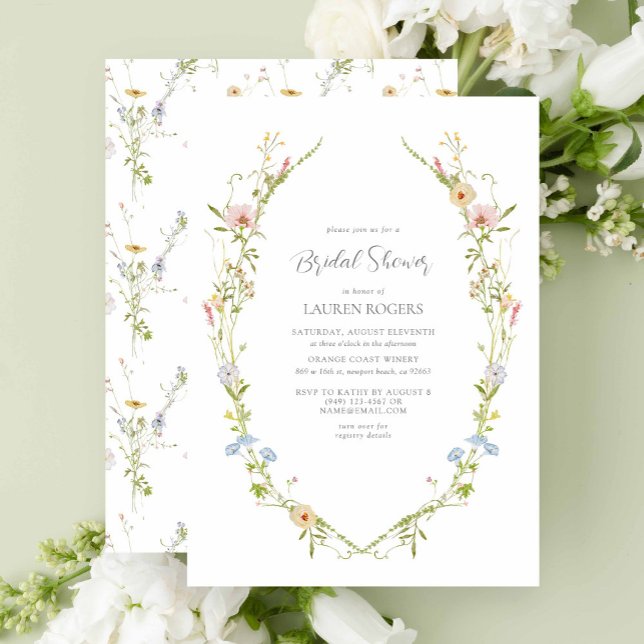 Invitación Vintage WaterColor Wildflower Garden Bridal Shower (Bridal Shower Invitation!)