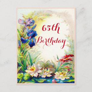 Invitación Vintage Waterlilies e Iris Flowers