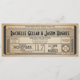 Invitación Vintage Wedding Ticket IV- la era de los 40 2.0