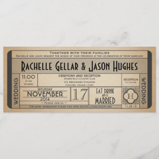 Invitación Vintage Wedding Ticket IV- la era de los 40 2.0