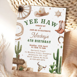Invitación Vintage Western Cowboy Birthday Invitation