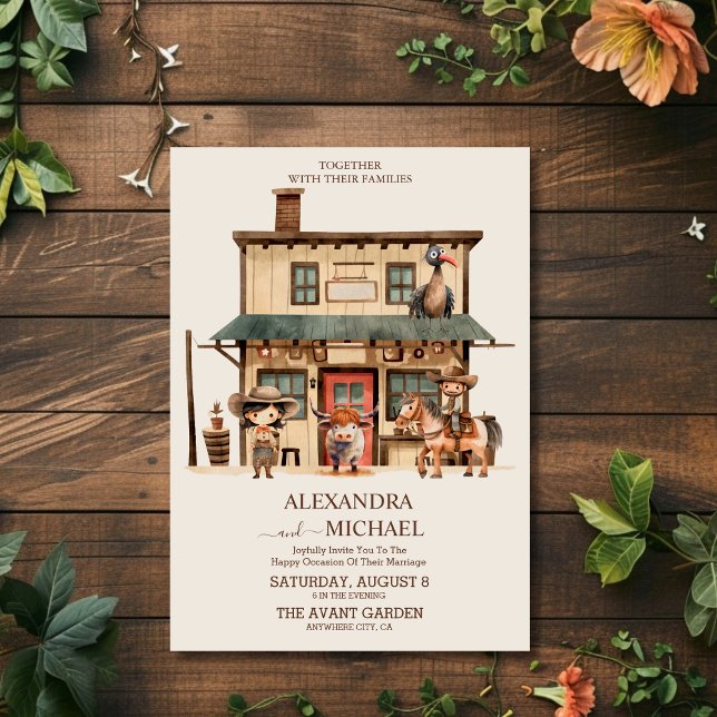 Invitación Vintage Western Cowboy Rustic Country Wedding (Subido por el creador)