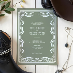 Invitación Vintage Western Cowboy Rustic Country Wedding