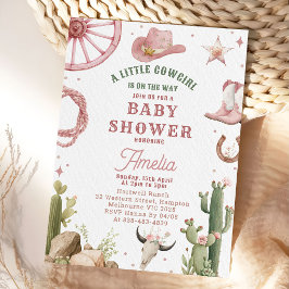 Invitación Vintage Western Cowgirl Baby shower Invitation 