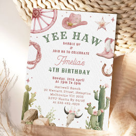 Invitación Vintage Western Cowgirl Birthday Invitation 