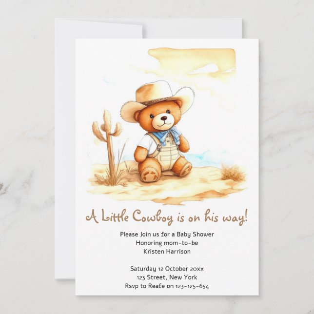 Invitación Vintage Western Delight Cowboy Baby Shower (Anverso)