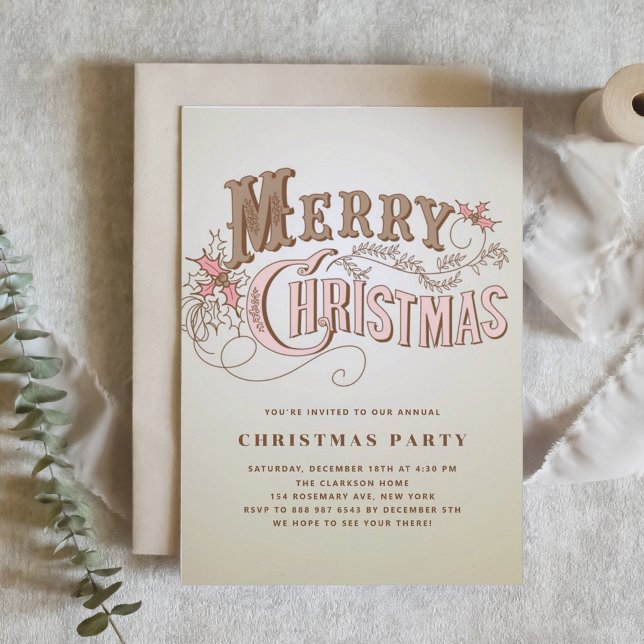 Invitación Vintage Western Typography Holiday Party (Subido por el creador)