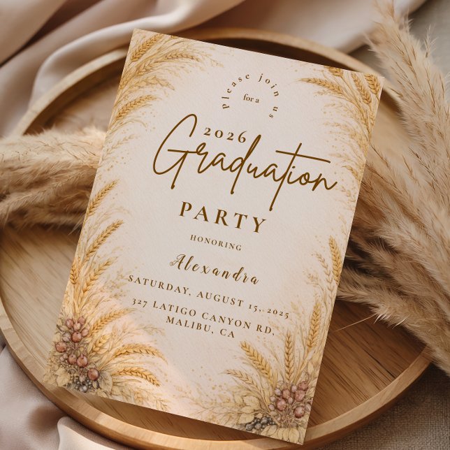 Invitación Vintage Wheat Field Graduation Party (Subido por el creador)