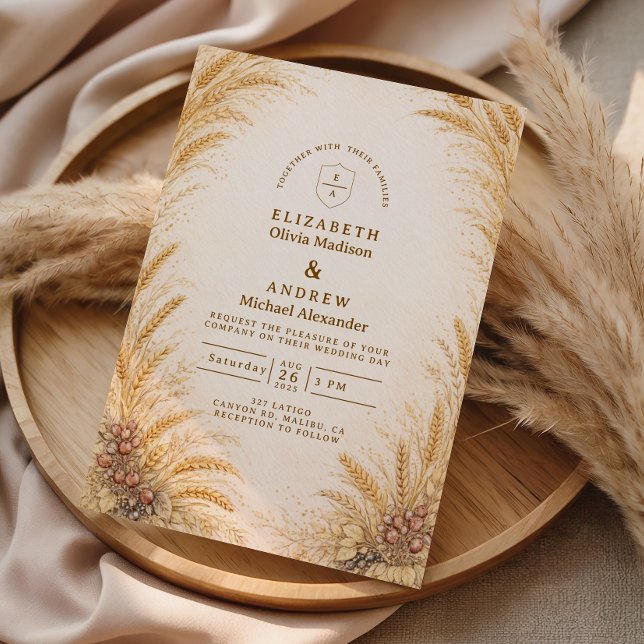 Invitación Vintage Wheat Field Rustic Wedding (Subido por el creador)