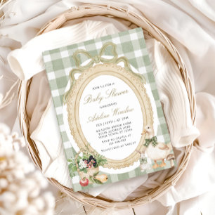 Invitación Vintage Whimsical Sage Baby Shower