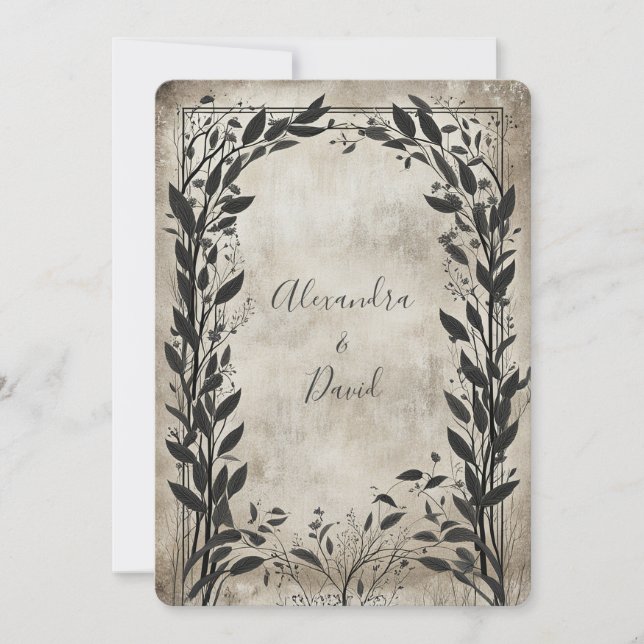 Invitación Vintage Whispering Willow (Anverso)