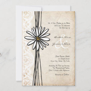 Invitación Vintage White Daisy Wedding Invitation