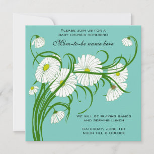 Invitación Vintage White Gerber Daisy Flowers Boy Baby Shower