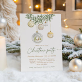 Invitación Vintage White Gold ornament Christmas party