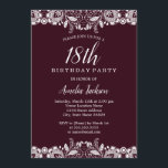 Invitación Vintage White Lace Burgundy 18th Birthday Party<br><div class="desc">Más invitaciones de cumpleaños de bonito en la Pequeña Tienda Bayleigh!</div>