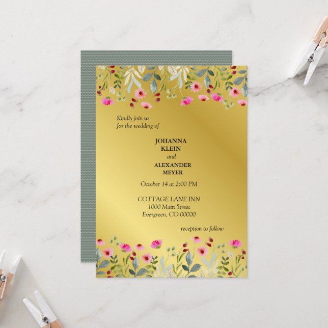 Invitación Vintage Wildblumen  (Anverso/Reverso In Situ)
