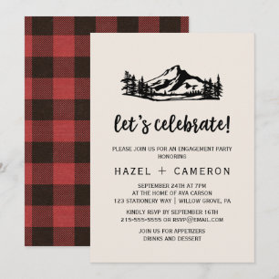 Invitación Vintage Wilderness   Buffalo Plaid Celebremos