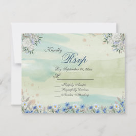 Invitación Vintage Wildflower Frame Wedding RSVP Card