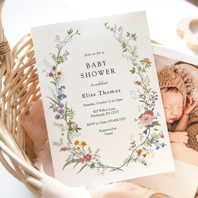 Invitación Vintage Wildflower Garden Baby Shower (Subido por el creador)