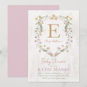 Invitación Vintage Wildflower Girl Baby Shower Invitation