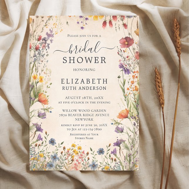 Invitación Vintage Wildflowers Garden Bridal Shower (Subido por el creador)