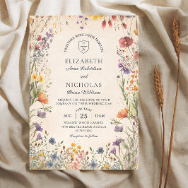 Invitación Vintage Wildflowers Garden Wedding Invitation