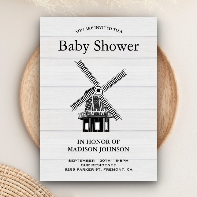 Invitación Vintage Windmill Baby Shower (Subido por el creador)