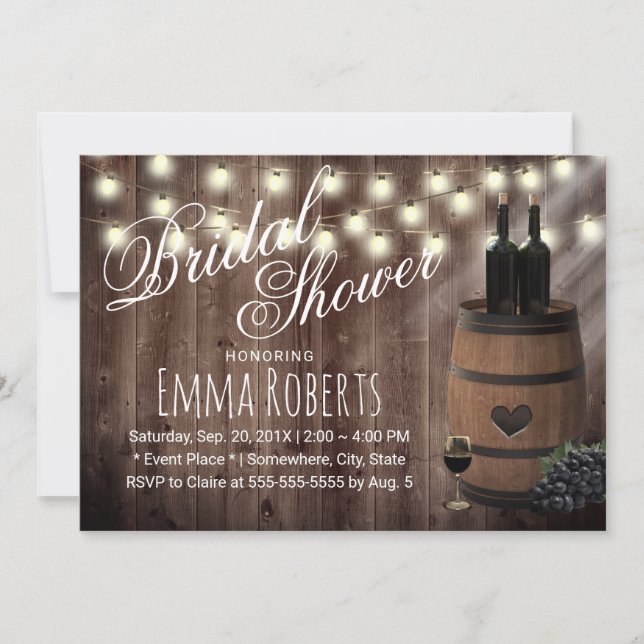 Invitación Vintage Wine Barrel Country Barn Bridal (Anverso)