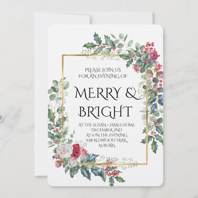 Invitación Vintage Winter Botanical Christmas Elegance (Anverso)