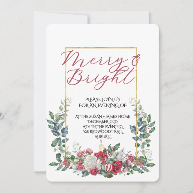 Invitación Vintage Winter Botanical Christmas Elegance (Anverso)